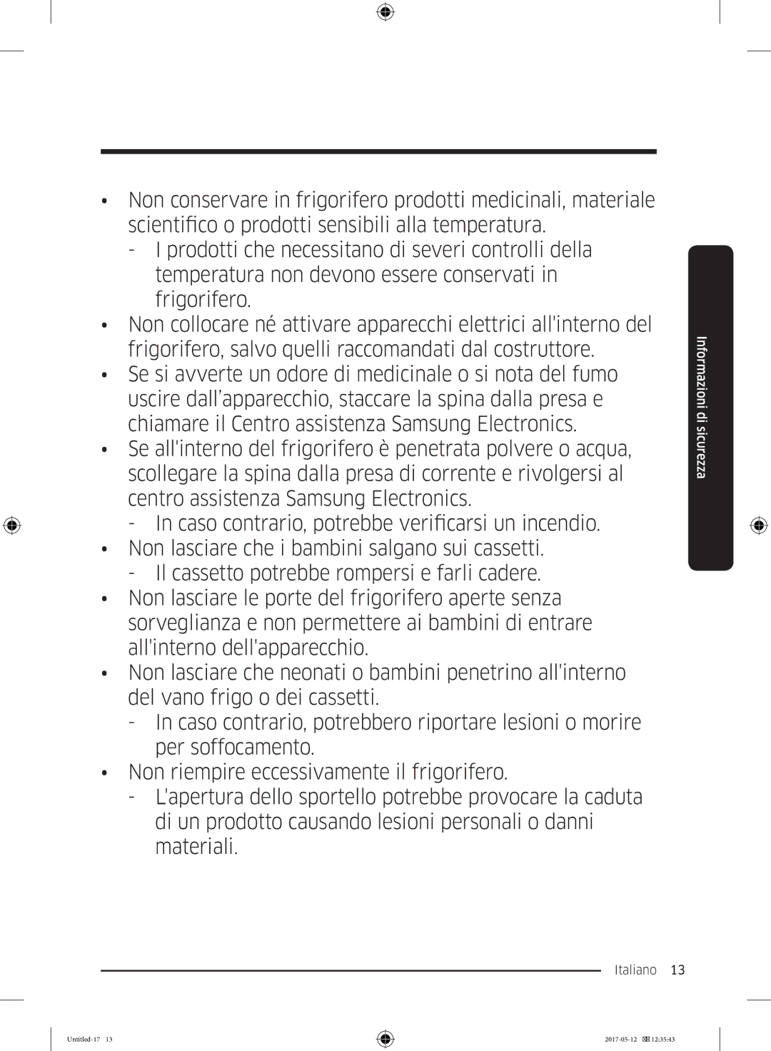 Samsung RR39M7110S9/ES, RR39M7000SA/EF, RR39M7200SA/EF, RR39M7000WW/EF, RR39M7200WW/EF, RR39M7000WW/ES manual Italiano  